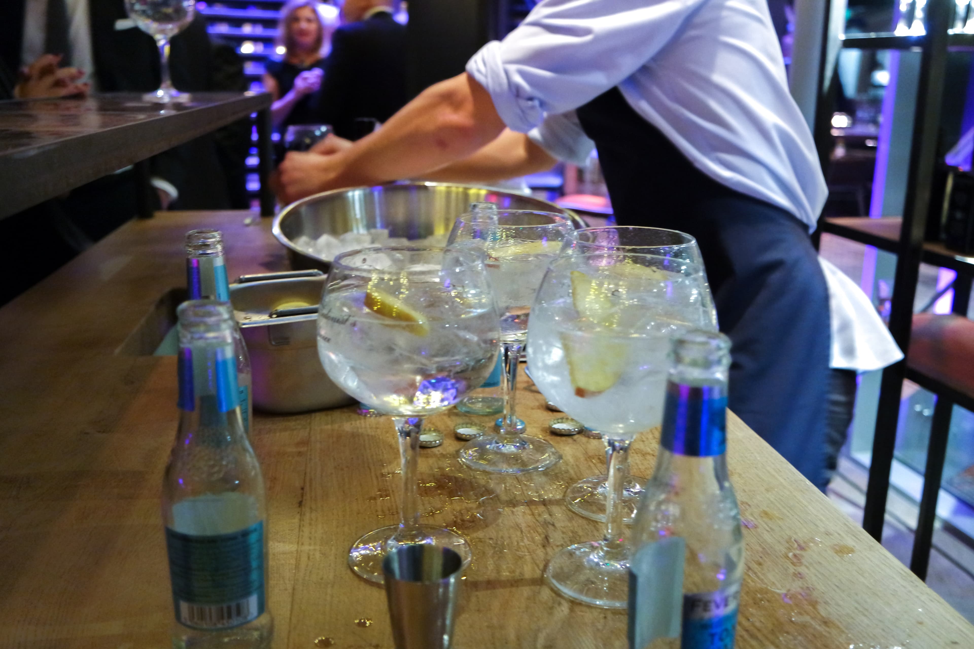 Bartender mixing cocktails